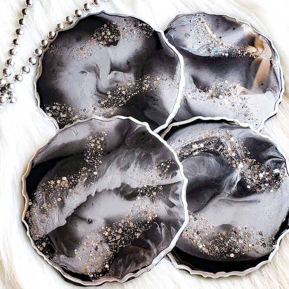 SOLD. Resin Geode Coasters, Set of 2 - Picture 4 of 11